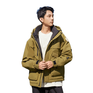 鸭鸭露营羽绒服男女款2025年冬新品短款连帽工装派克服保暖厚外套