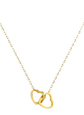 2025新款双环钛钢项链女时尚高级感锁骨链不掉色轻奢百搭潮流颈链