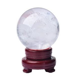 纯天然白色真水晶球摆件原石打磨时来运转乔迁透明风生水起水晶球