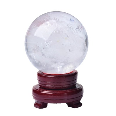 纯天然白色真水晶球摆件原石打磨时来运转乔迁透明风生水起水晶球