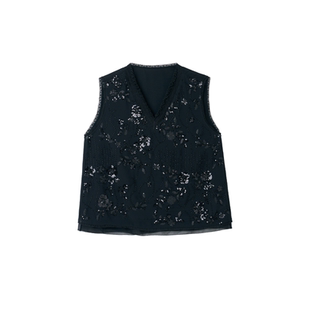 宫小妍【珠绣·星野】新中式V领珠片绣国风背心上衣6022460