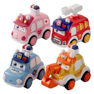 儿童Q萌玩具按压小汽车救护警车卡通耐摔滑行车车消防车挖掘机