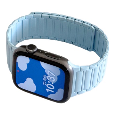 浅蓝色磁吸硅胶适用iwatch表带