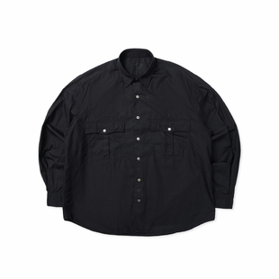 PORTER CLASSIC 春夏新品卷袖ALUMO棉衬衫男RADIANCE-Blue