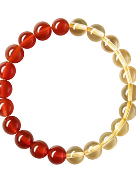 红玛瑙手链补缺土火黄水晶手串