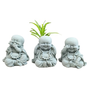 青砂石创意三不小和尚茶宠摆件精品可养禅意佛像盆景鱼缸造景摆件