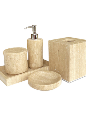 软件天然大理石米黄洞石卫浴套装