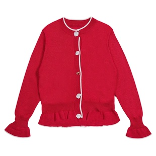 memoryin童装毛织外套两个小朋友女孩针织开衫