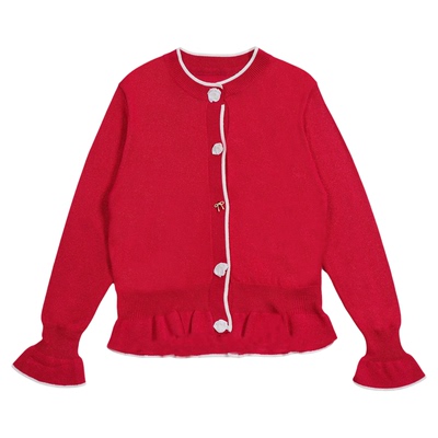 memoryin童装毛织外套两个小朋友女孩针织开衫