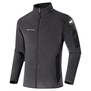 猛犸北极象冬季开衫立领抓绒衣夹克男户外保暖加绒运动卫衣外套女