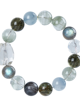 五行喜补水木水晶手串天然高级感绿幽灵蓝兔毛女绿碧发手链本命年