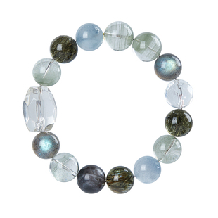 五行喜补水木水晶手串天然高级感绿幽灵蓝兔毛女绿碧发手链本命年