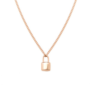 欧美ins饰品小众设计感钛钢18k金锁骨链chocker小锁头吊坠项链女