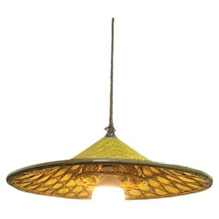 竹编斗笠吊灯仿古草帽灯火锅店餐厅灯笼饭店餐厅吊顶景区户外装饰