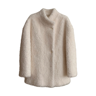 保暖小立领100羊羔毛皮毛一体中长款2025新款冬季皮草毛毛外套女