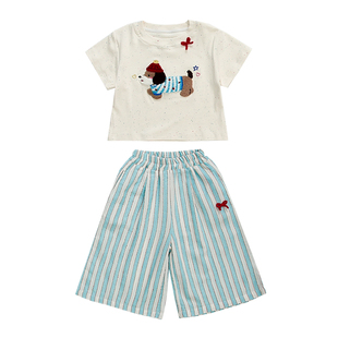 女童夏装套装2026新款洋气时髦儿童衣服女宝宝夏季短袖T恤两件套