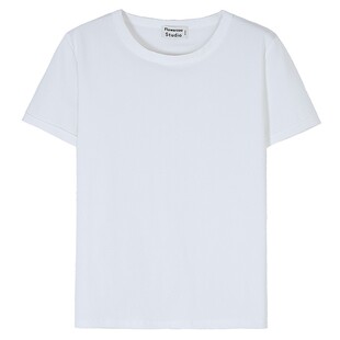 JZD 白/黑/夏装美式复古螺纹透气运动短袖/弹力修身收口袖百搭T恤