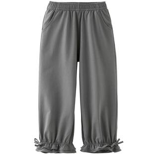 戴维贝拉儿童针织阔腿裤女童2026新款花边直筒裤中大童春装裤子