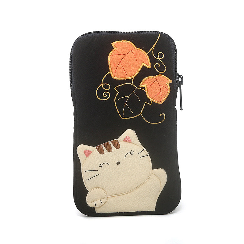kine猫棉布可爱卡通手拎手机包