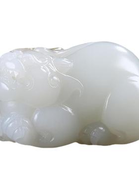 和田玉糖羊脂白玉貔貅把件男女款