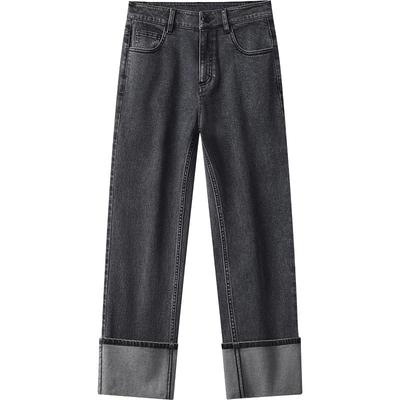 播商场同款黑色修身显瘦牛仔裤女春秋气质可露丽直筒裤BDR3KD3218