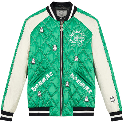 bm时尚刺绣哥特字母棒球领夹克秋