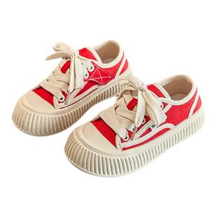 女童鞋帆布鞋2025春秋季新款儿童板鞋男童休闲运动鞋女宝宝饼干鞋