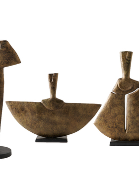 印度进口复古做旧金属扇形摆件