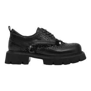 UDV2024秋冬真皮牛皮布洛克雕花马丁单鞋圆头平底时尚女鞋英伦风