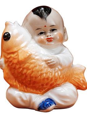 摆件小童陶瓷工艺品装饰国风