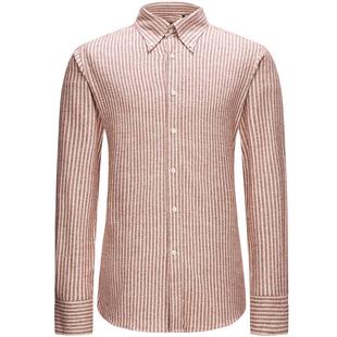 柏品TESTA进口纯棉法兰绒磨毛条纹衬衫男商务休闲高级感长袖衬衣