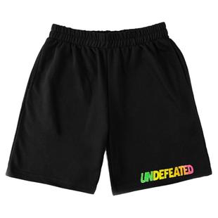 不败五道杠HIAUTO UND夏季纯棉休闲短裤男女情侣款透气印花五分裤