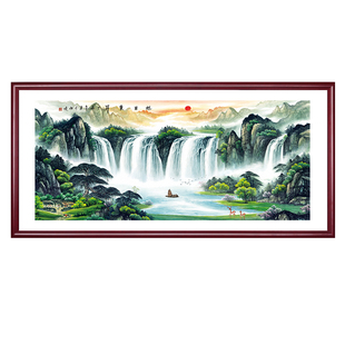 旭日东升山水画新中式客厅装饰画办公室字画鸿运当头挂画风景壁画