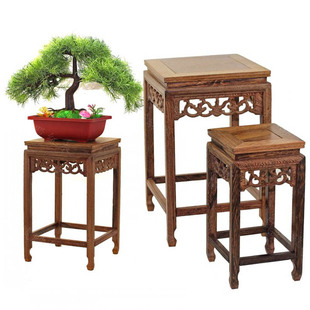 实木花架中式客厅鸡翅木室内小花架鱼缸架花几盆景架办公桌置物架