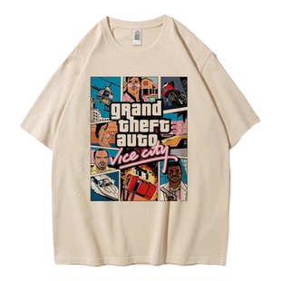 GTA6游戏周边短袖T恤男夏季侠盗猎车手休闲纯棉半袖体恤学生潮流
