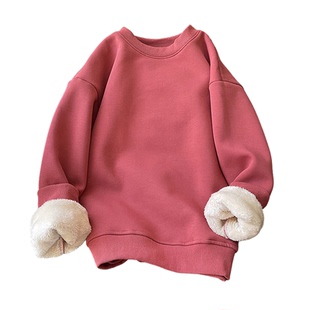 亏本清仓仿羊羔绒加绒卫衣女冬季圆领宽松休闲加厚保暖套头上衣潮