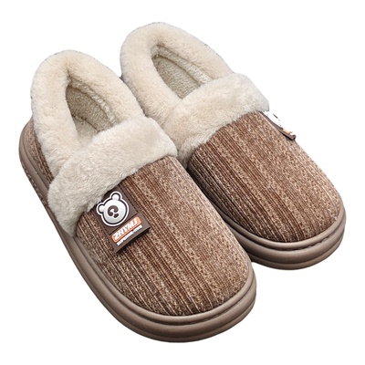 男款包跟纯色加厚毛绒棉拖鞋冬季家居保暖厚底防滑室内毛拖鞋舒适