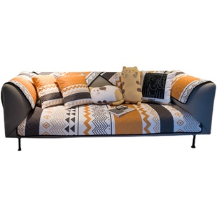 北欧现代条纹沙发垫简约时尚四季通用坐垫防滑轻奢沙发巾套罩盖