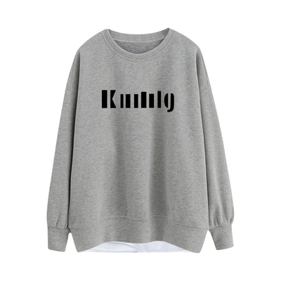 小个子遮屁股假两件中长款卫衣女