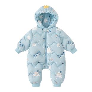 贝贝城婴儿羽绒服男宝宝羽绒连体衣新生儿冬装婴幼儿爬服女宝衣服