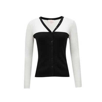 t区绫致CoutureMade针织开衫女秋冬修身v领拼色长袖简约潮流