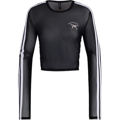 Adidas/阿迪达斯正品新款女士经典镂空透视短款露脐长袖T恤JY7655