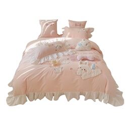 送抱枕！可爱兔子刺绣全棉四件套