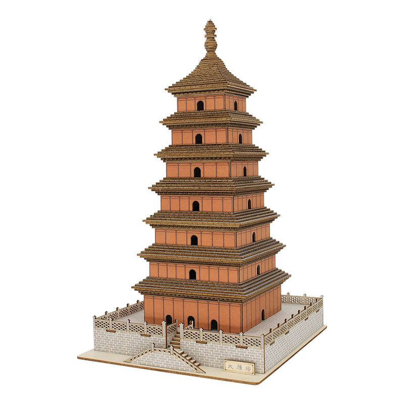 国风西安大雁塔3D木质立体拼图