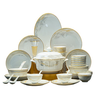 碗碟套装中式高颜值景德镇碗家用2026新款轻奢餐具套装乔迁礼物