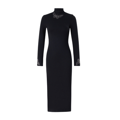 MD千亿【穿花化蝶】2025冬季精致风修身显瘦设计感时尚百搭连衣裙