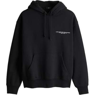 HM男装女装卫衣秋季加绒宽松美式潮流重磅情侣装连帽衫1240529