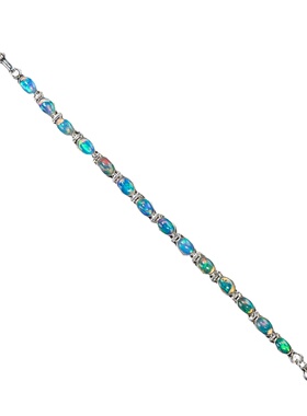 尼泊尔手工复古天然欧泊纯银手链