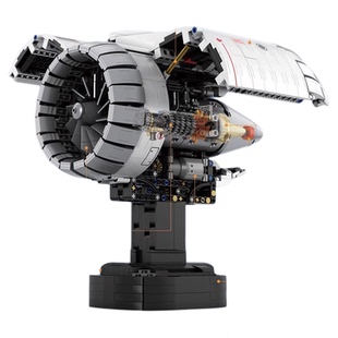 积木飞机引擎航空涡扇发动机可启动拼装摆件男孩机械组装儿童玩具