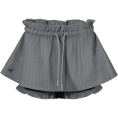 GUUKAHERO灰色条纹低腰蓬蓬短裙